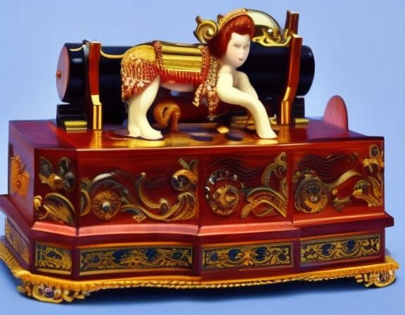 Rococo Automaton: Hand-Carved Antique Toy