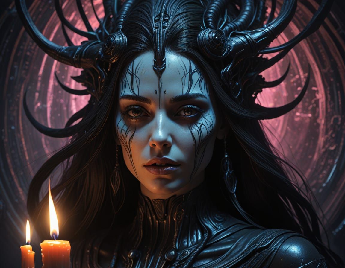 Mysterious Sorceress Weaves Dark Magic