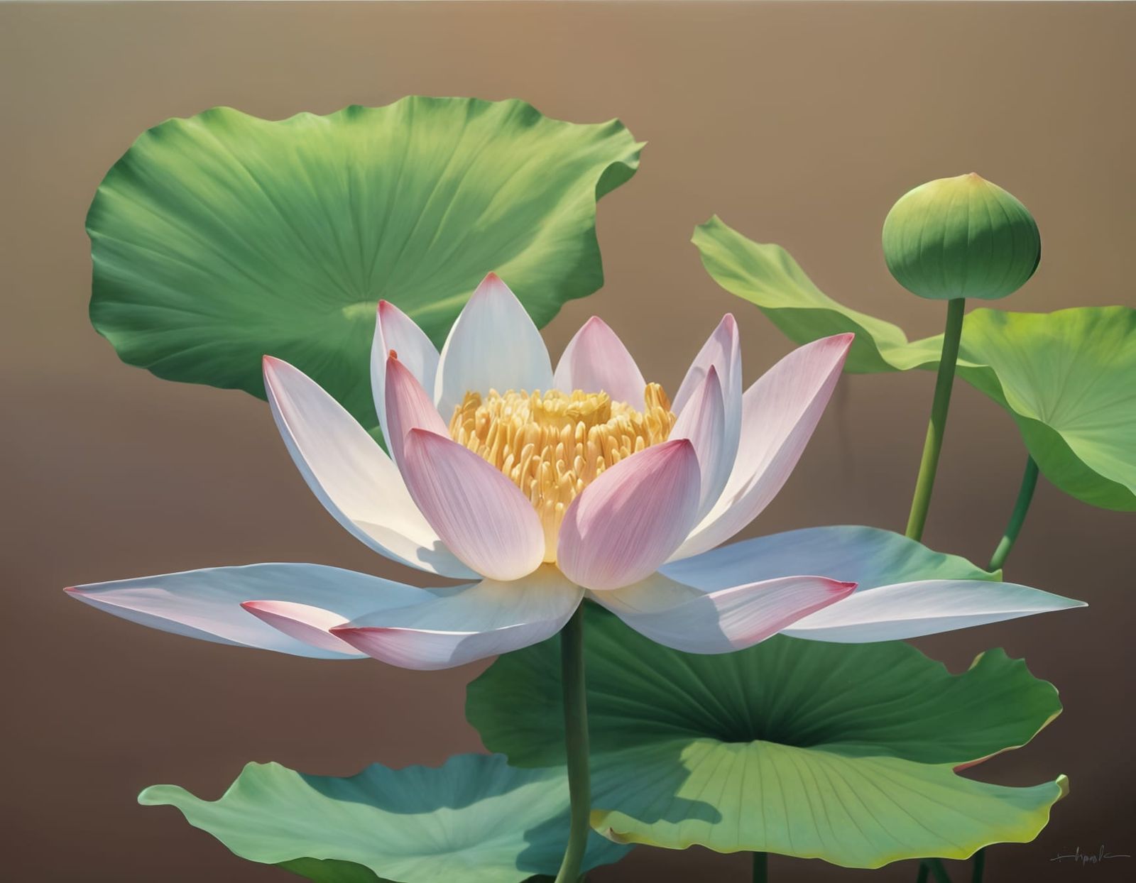 Soft Pastel Lotus with Vibrant Hard Lines