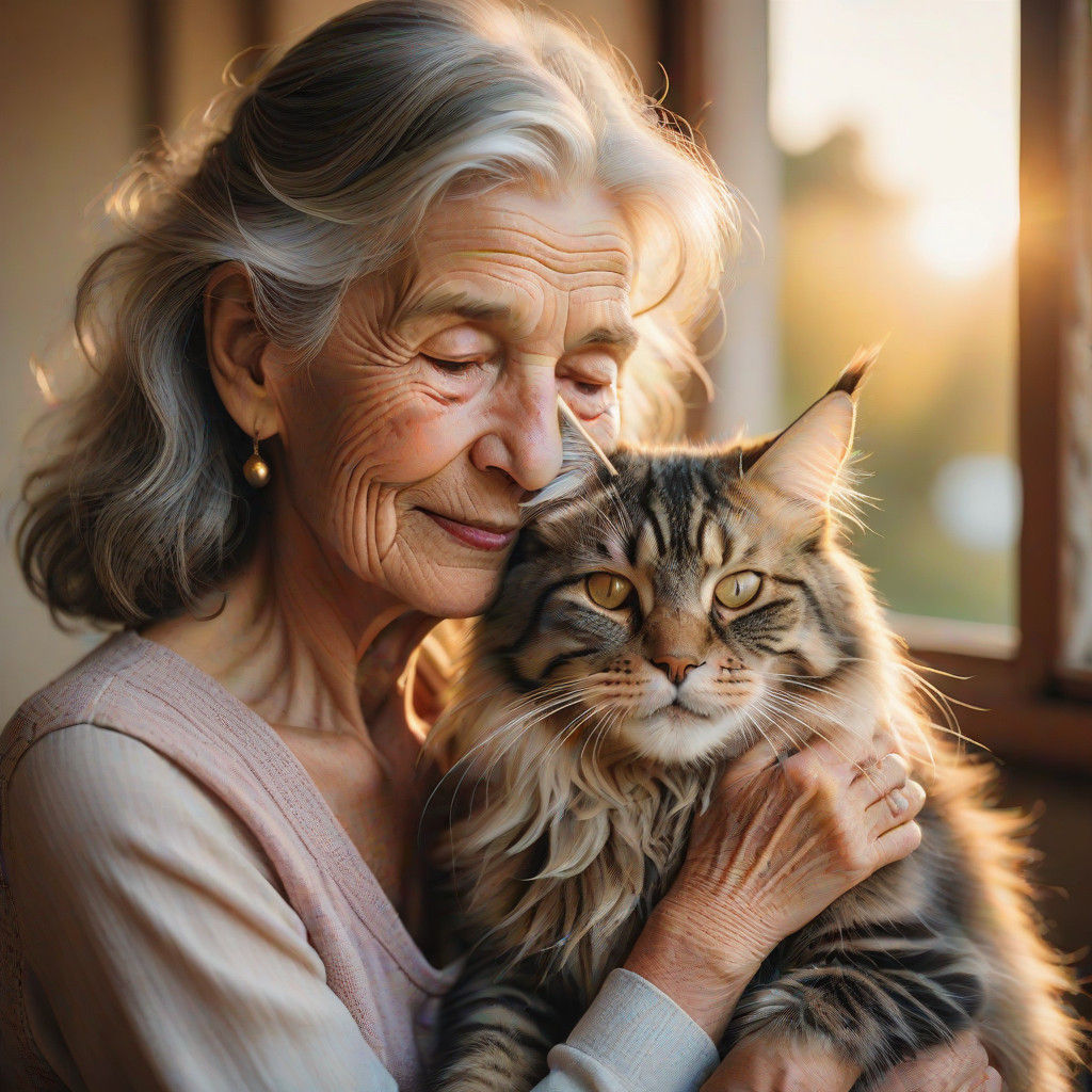 Warm Portrait of a Woman and Her MaineCoon Cat