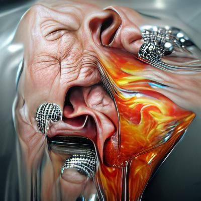 Surreal Melting Face in Hyperrealism