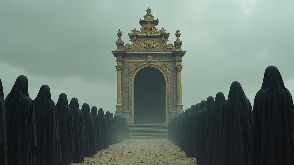 Colossal Empty Throne in Desolate Landscape