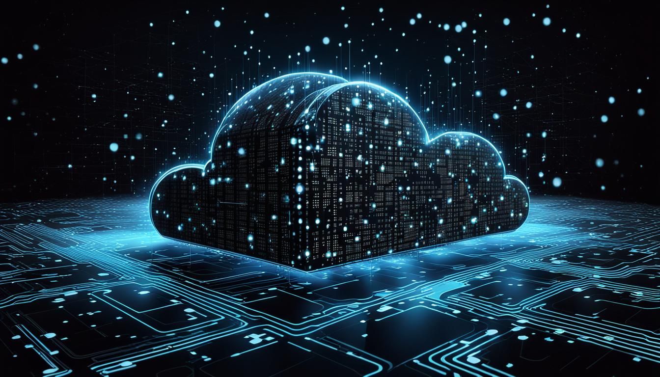 Futuristic 3D Cloud Computing and Networking Illustration