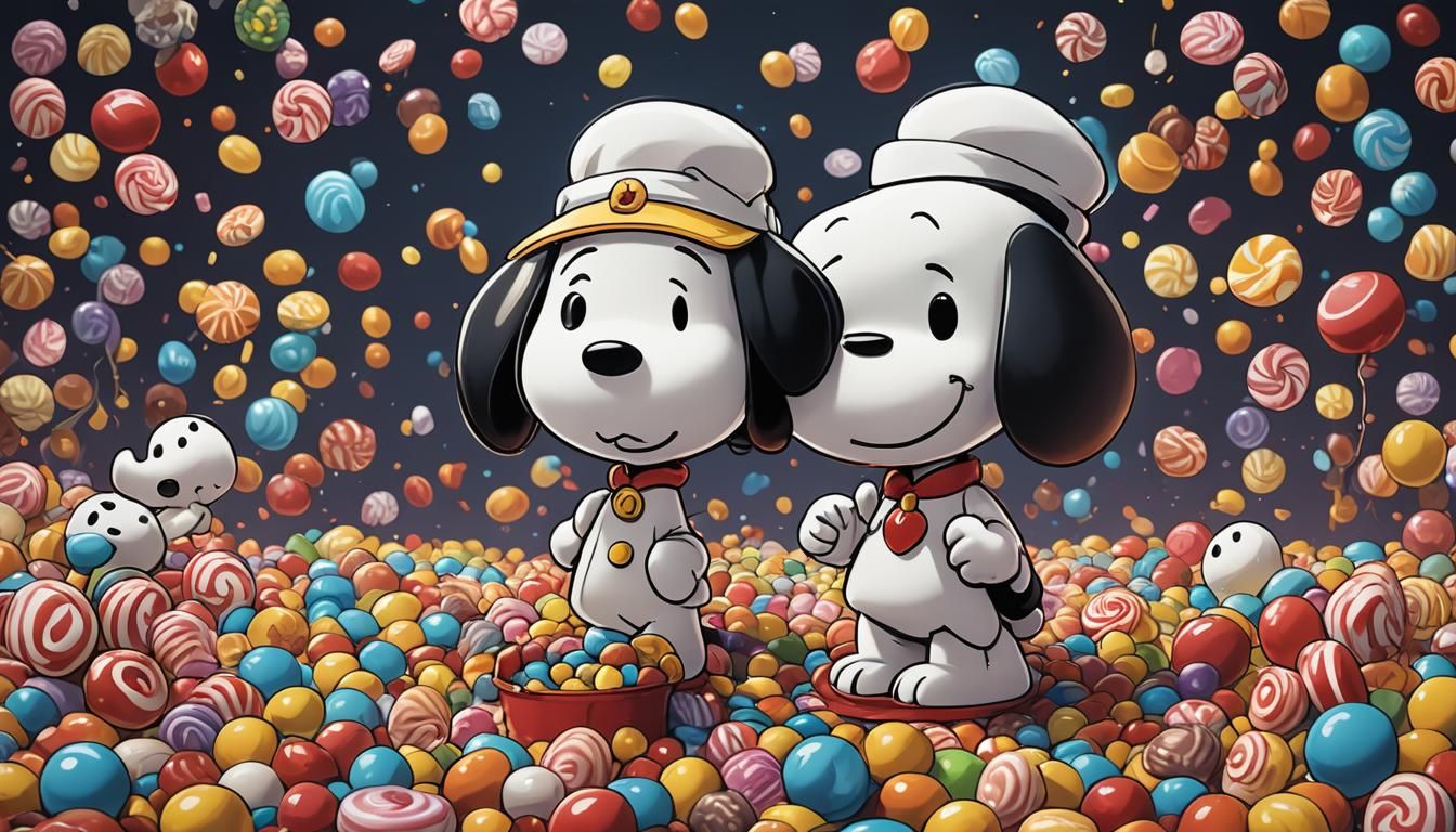 Chibi Snoopy Enjoys Candy: Anime Manga Art