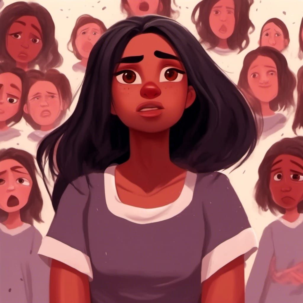 Anime Woman with Guilty Expression Caricature