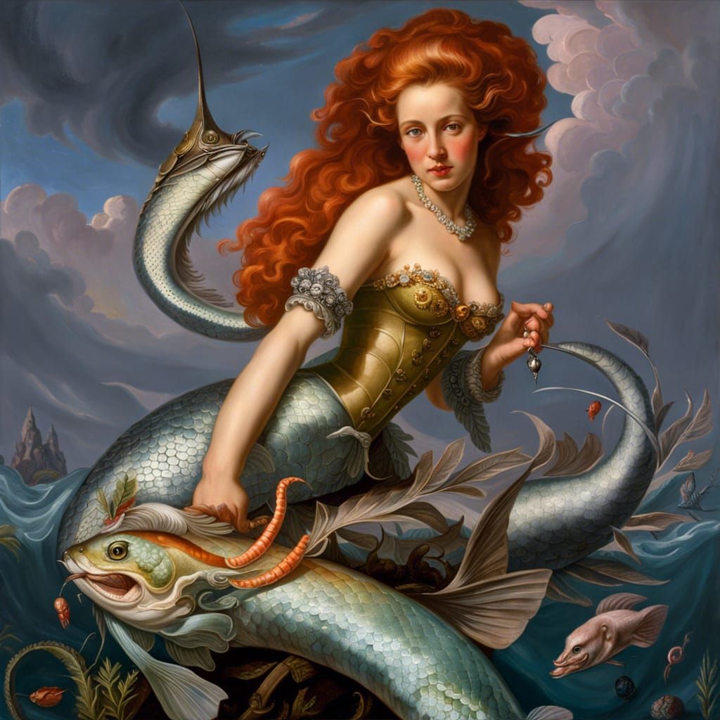 Mermaid Eating Shrimp: Fantasy Art in Hyperrealism