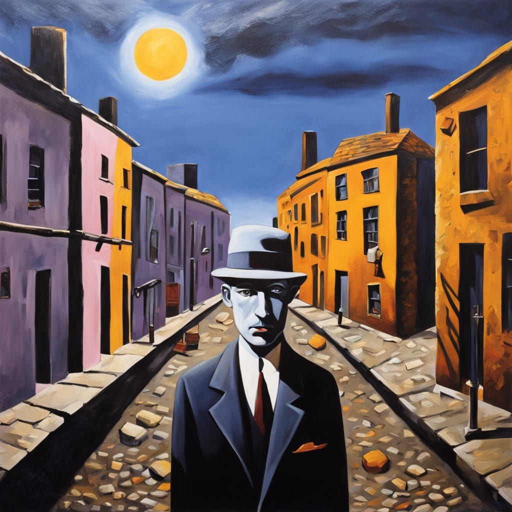 Man Amidst Melting Metropolis in Hyper-Realistic Surrealism