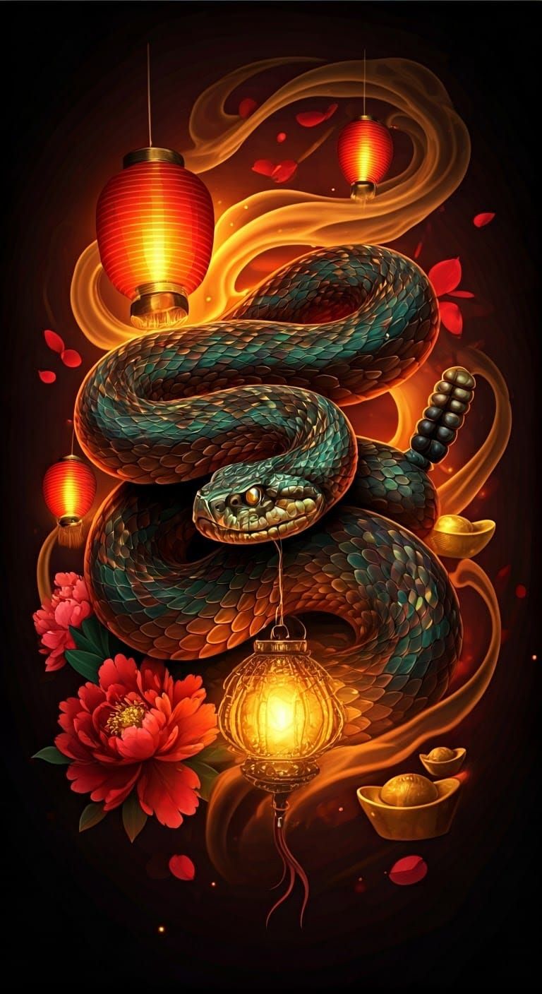 Hyperrealistic Snake Tattoo in Traditional Chinese Style