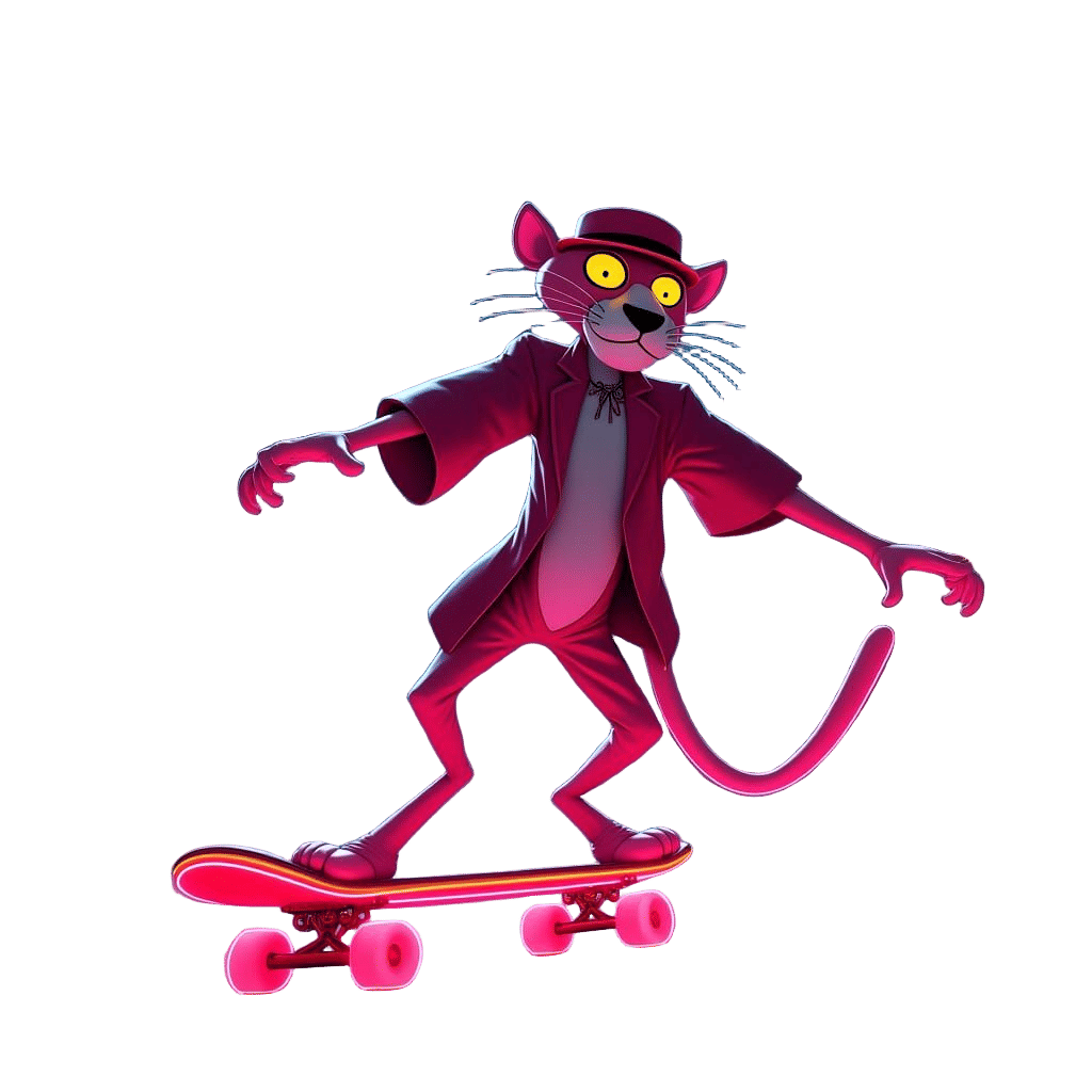 The Pink Panther on a Skateboard in Epic Cinematic Style