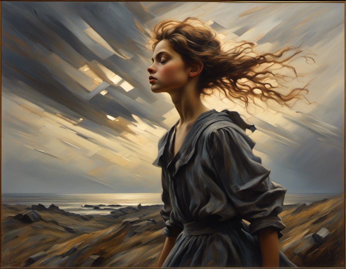 Dramatic Portrait of Girl with Brown Hair