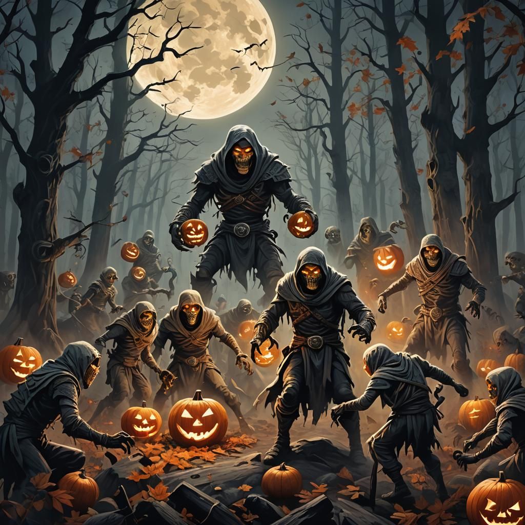 Mummies and Werewolves Clash in Autumn Forest