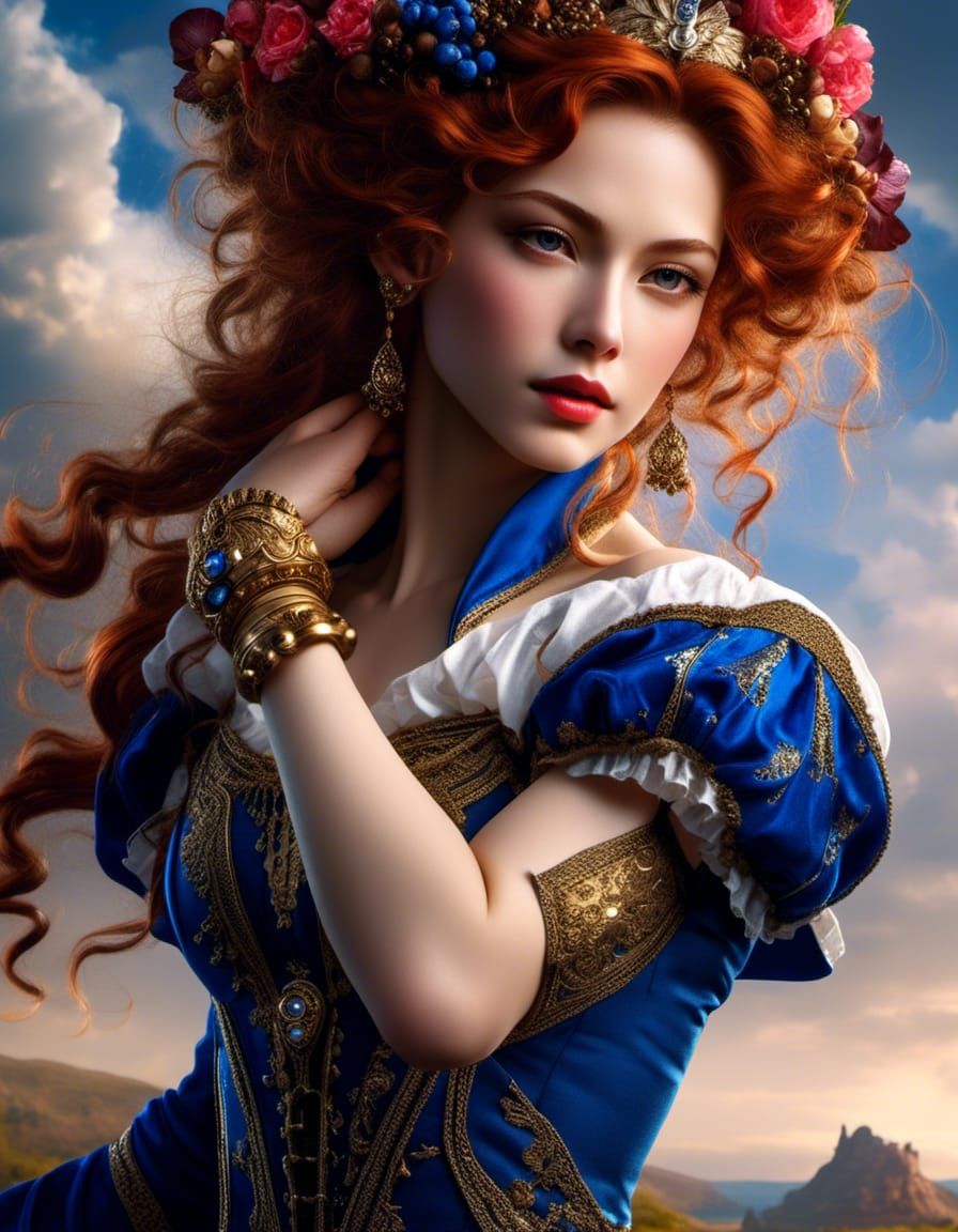 Androgynous Youth in Medieval Dress: Hyperrealistic Acrylic