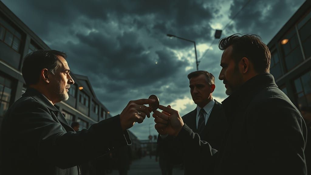 Frozen Moment of Chance in a Surreal Street Scene