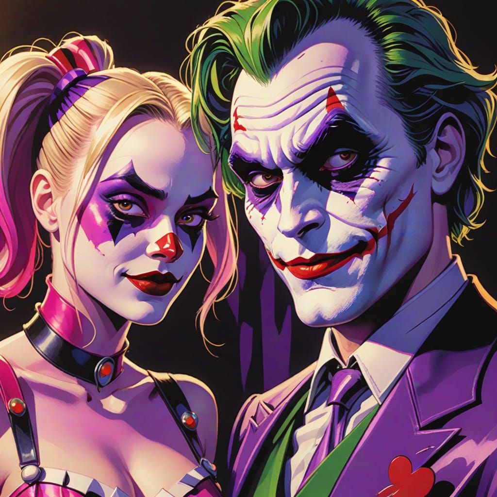 Joker and Harley Quinn in Comic Book Style