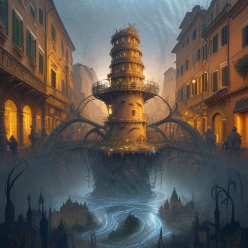 A Italy-Rome made of dried pasta, with buildings, streets an...