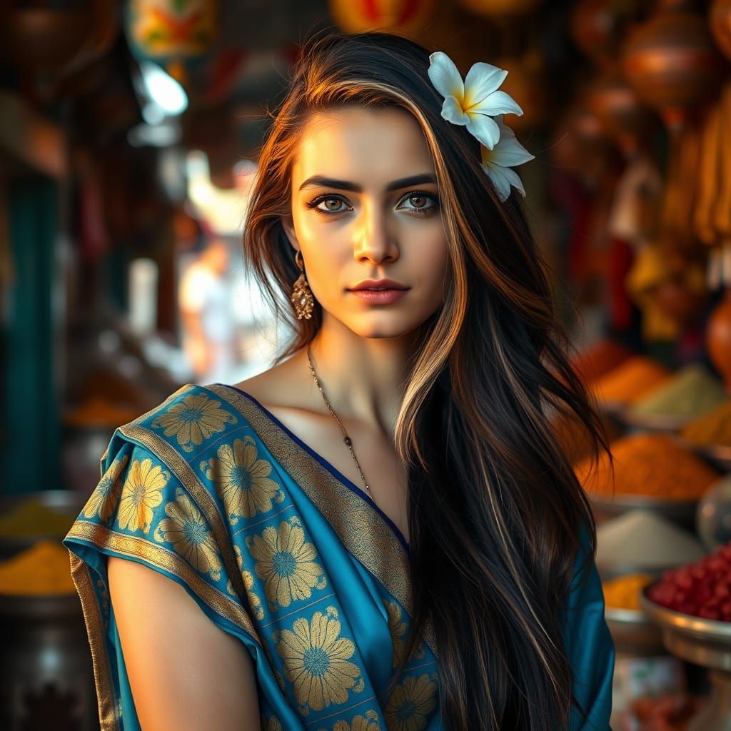 Norwegian Woman in Spice Market, Impressionistic Style