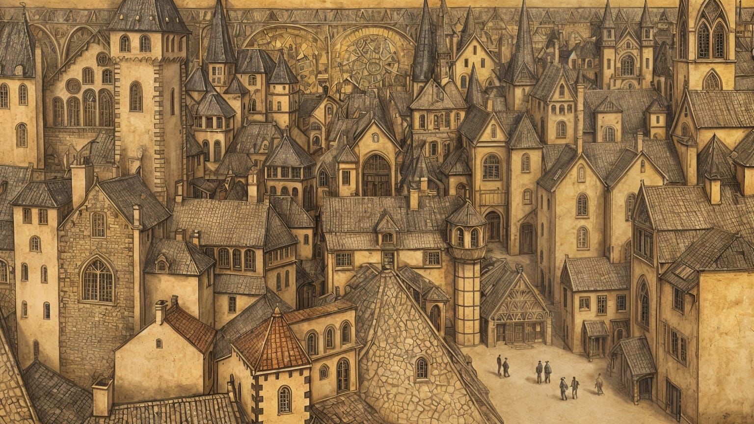 Surreal Medieval City in Bosch Style