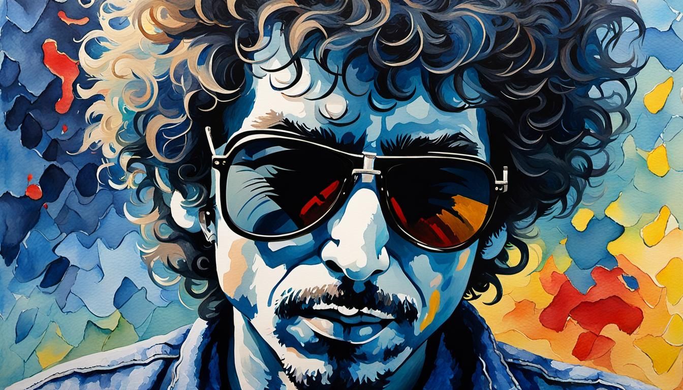 Bob Dylan Watercolor Pop Art Portrait
