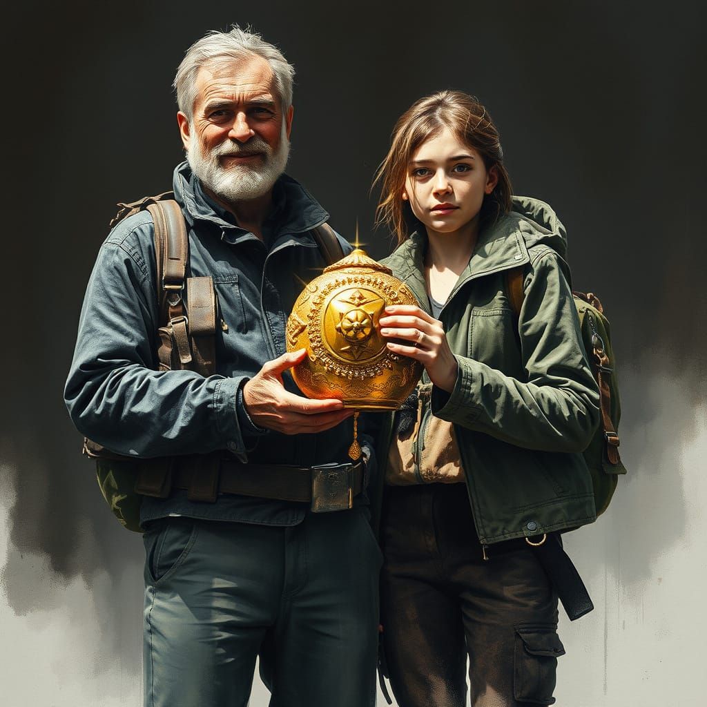 Treasure Hunters Celebrate Discovery: Detailed Illustration