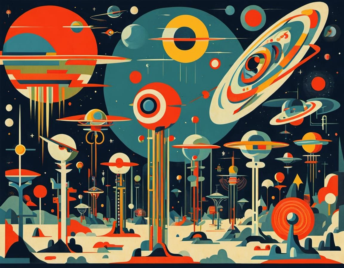 Vibrant Scifi Aliens Inspired by Constructivist Art