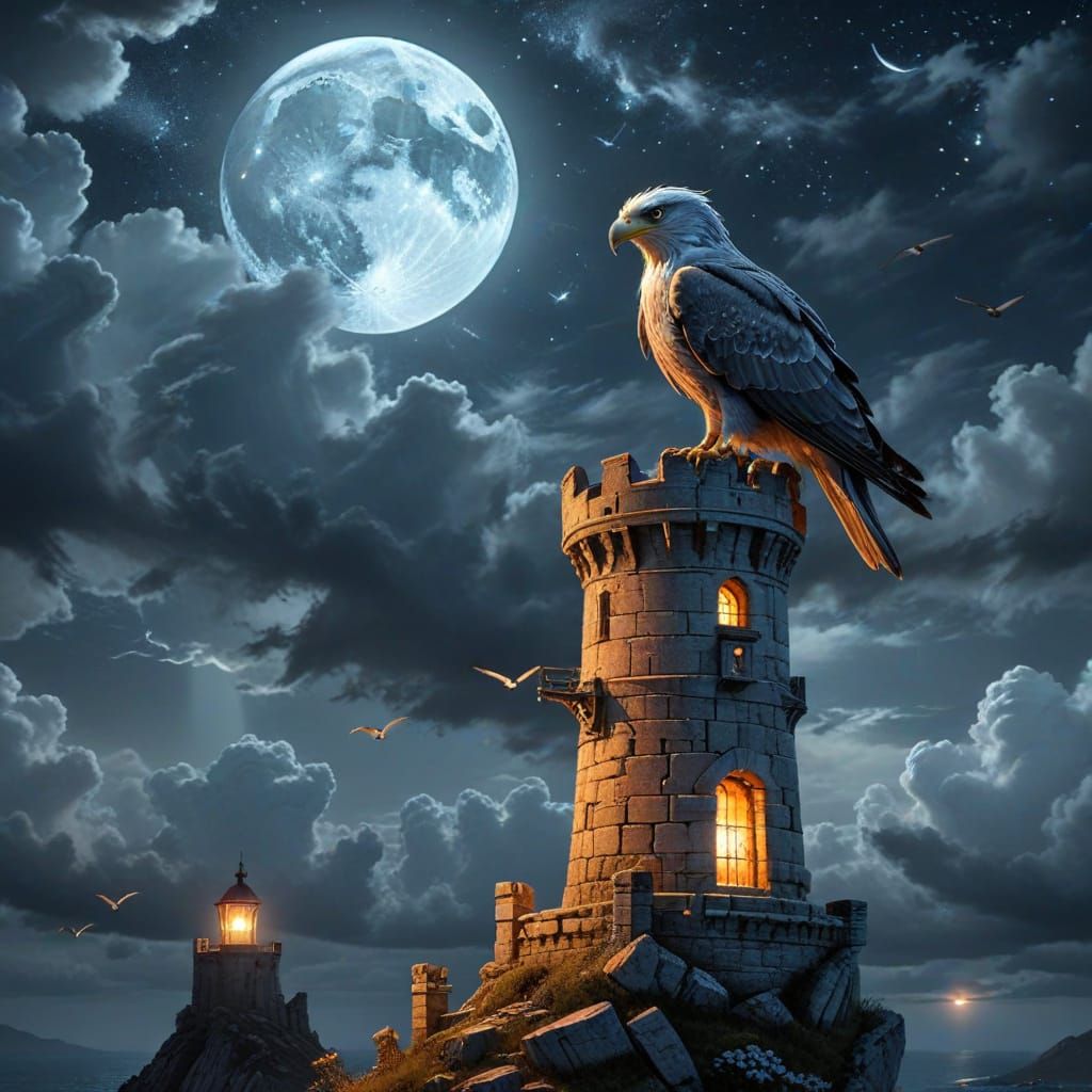 A silver hawk is poised to rest #02