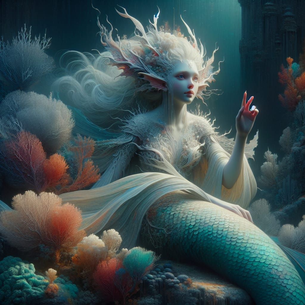 Albino Mermaid in Fantasy Concept Art