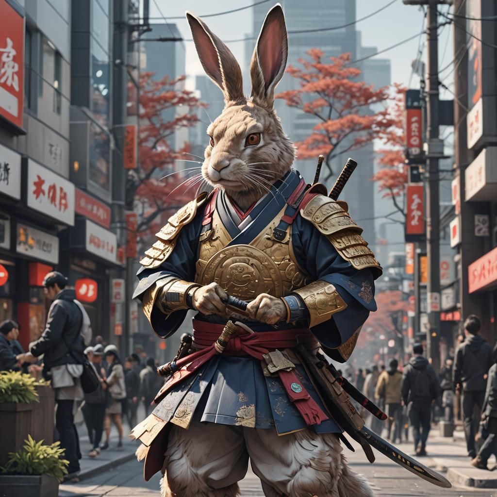 Samurai Hare in Montreal: 3D Anime Art