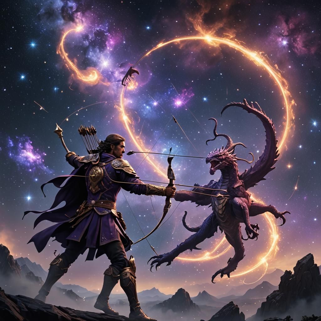 Constellation Hero vs Hydra: Fantasy Concept Art