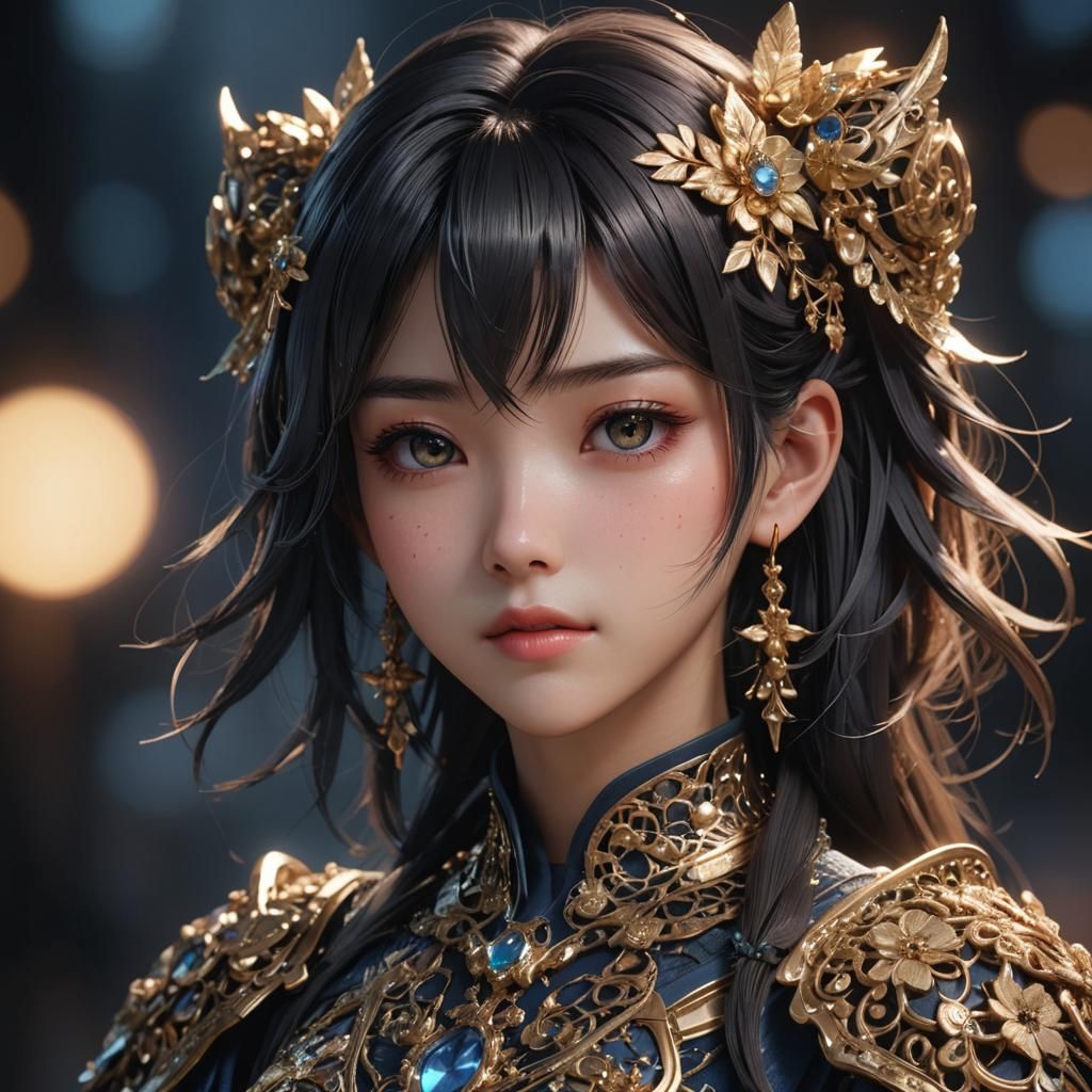Anime Woman Portrait in Hyper-Realistic 3D Style