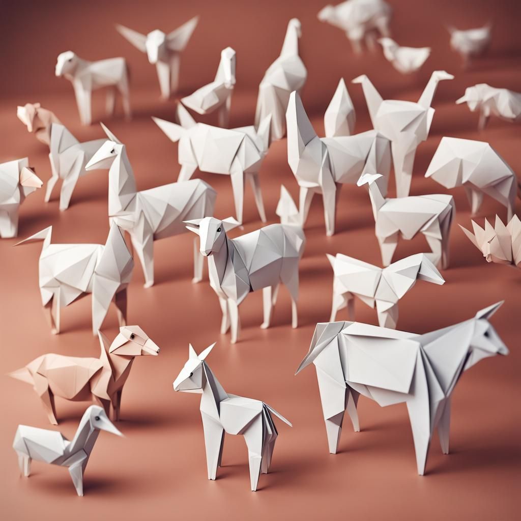 Origami Farm Animals Papercraft in 8K