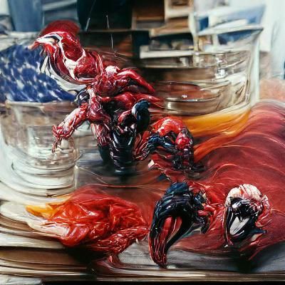 Carnage and Venom in Toxic Oil Painting