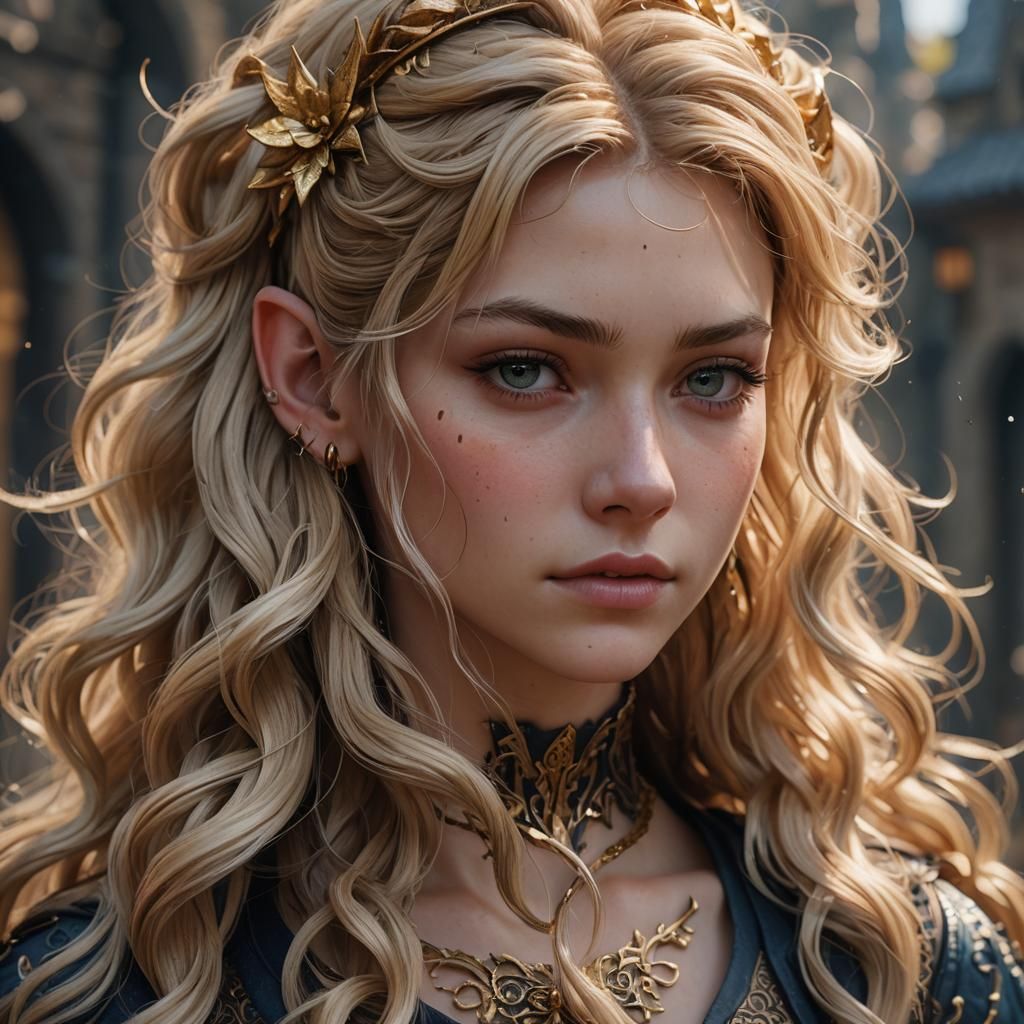 Blond Teen with Pointed Ears, Detailed Fantasy Art