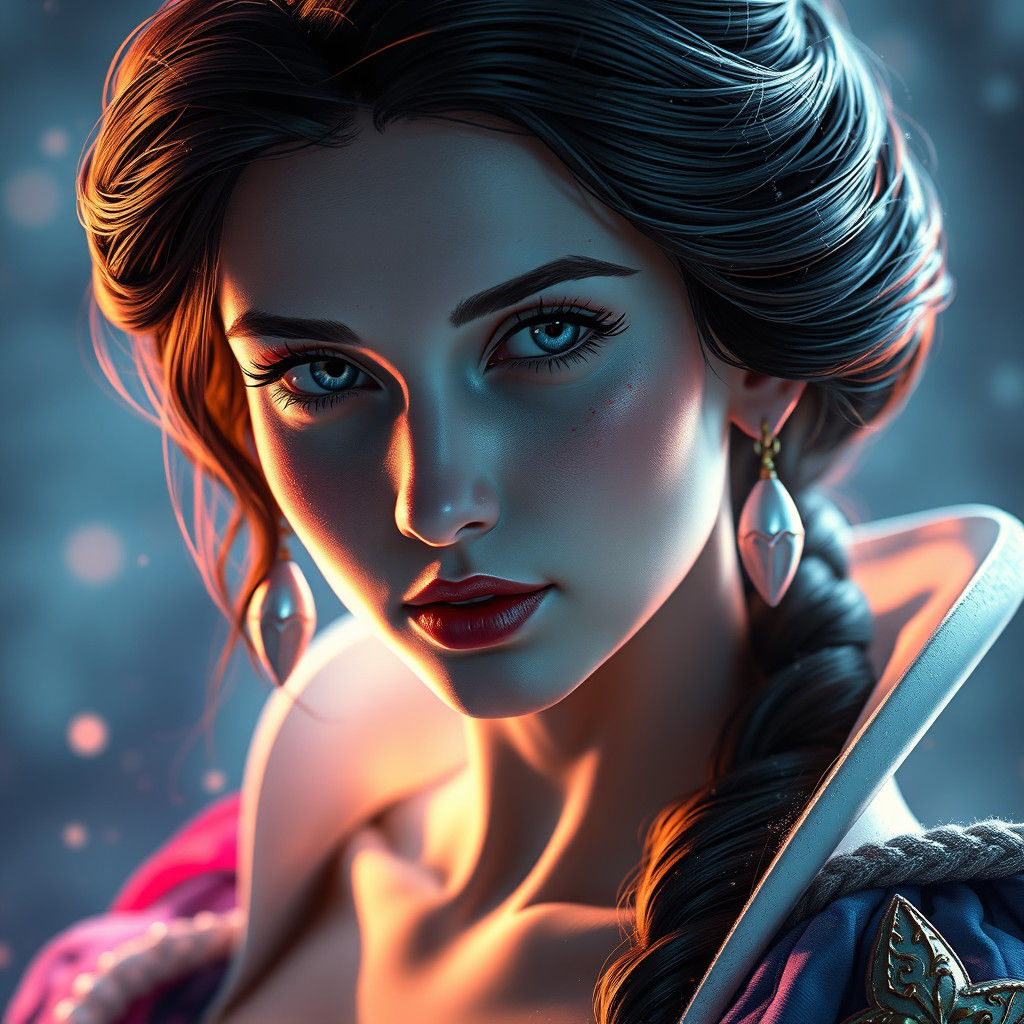 Snow White Portrait in Hyperdetailed Digital Art Style