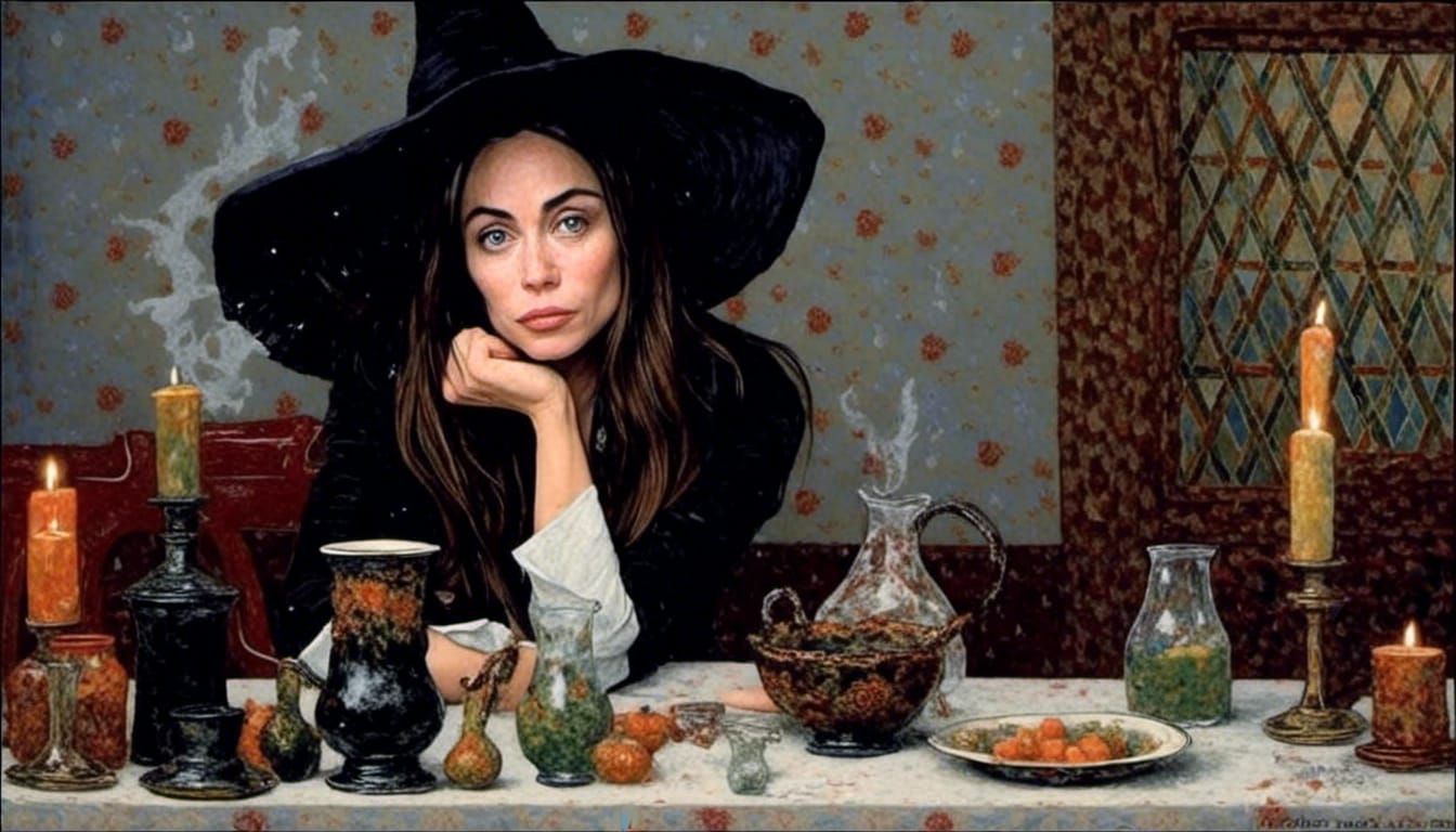 Mystical Portrait of a Witch in Full Colors