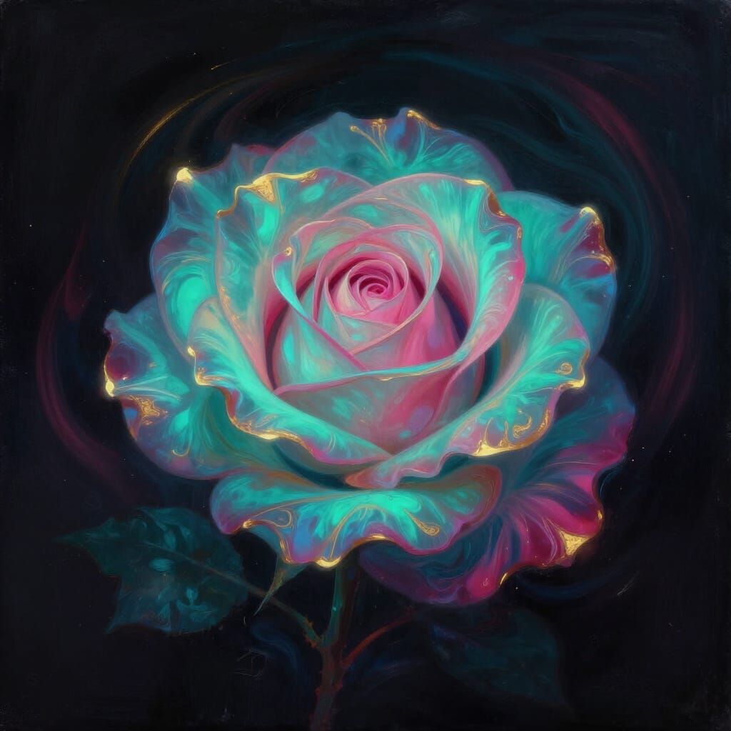 Abstract Rose Vortex of Light and Color
