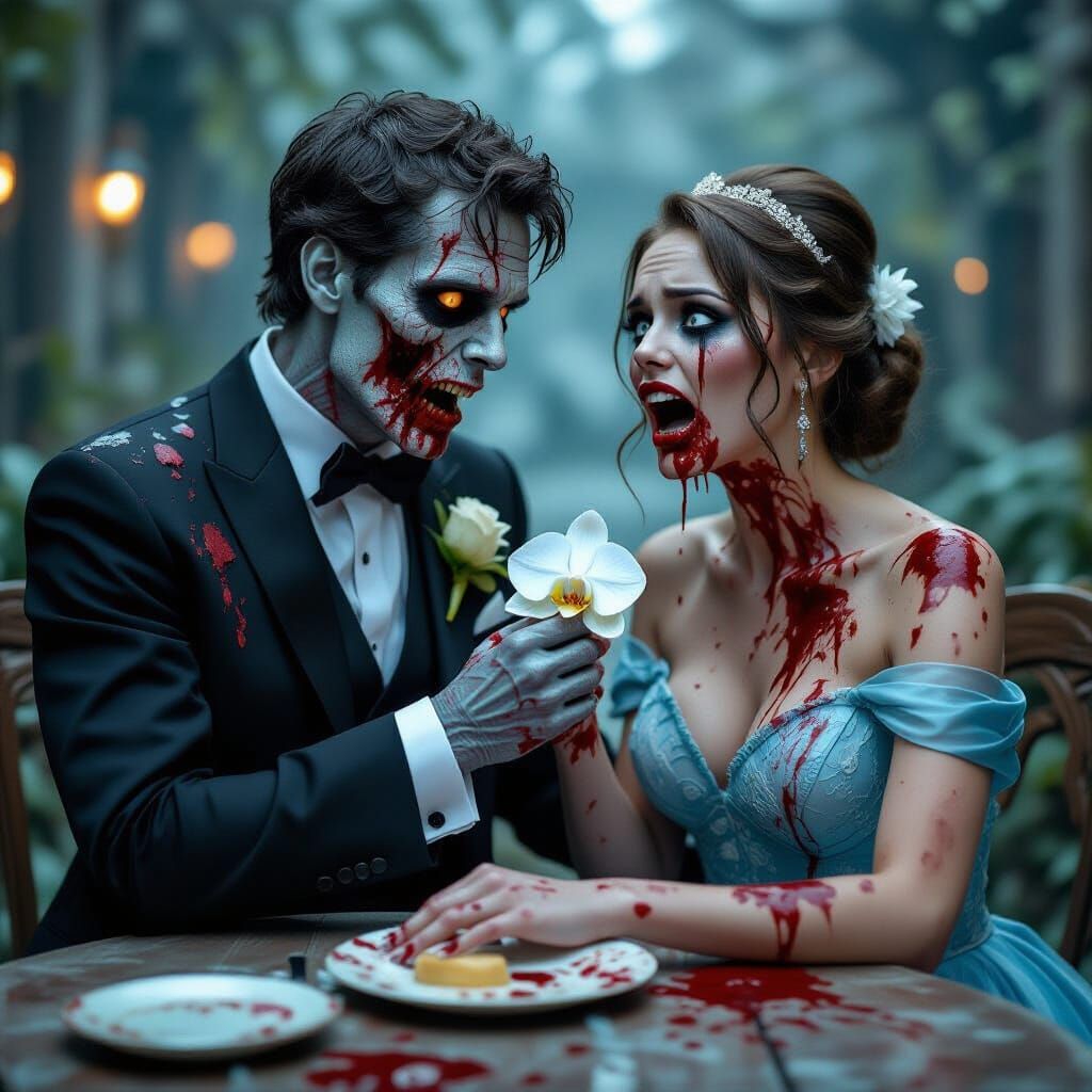 Not the "dinner" she had in mind, but at least he brought fl...