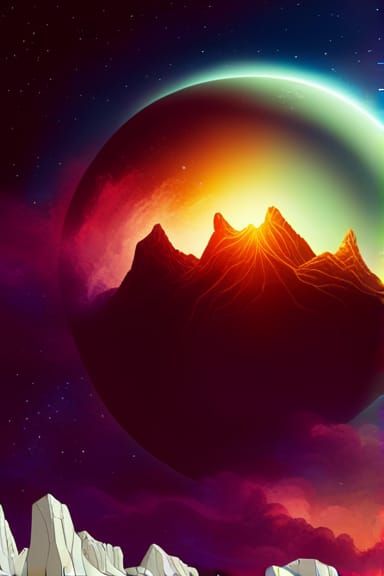 Cosmic Lunar Arena in Synthwave Style