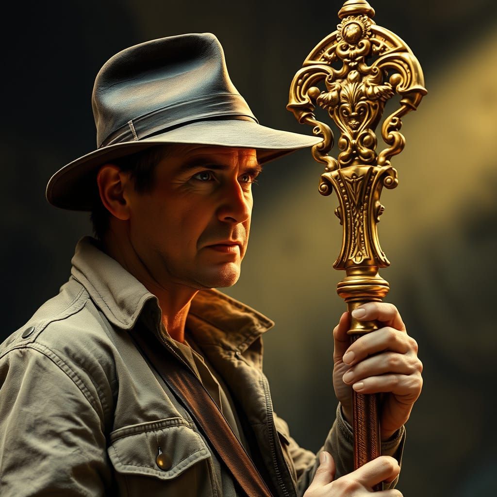 Indiana Jones Contemplates Rasputin's Golden Staff in Indust...