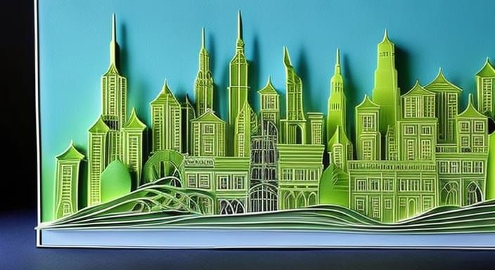 Peridot Paper Quilled Intricate Cityscape