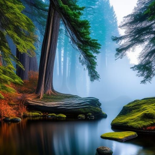 Enchanted Forest Reflected in Mirror Lake