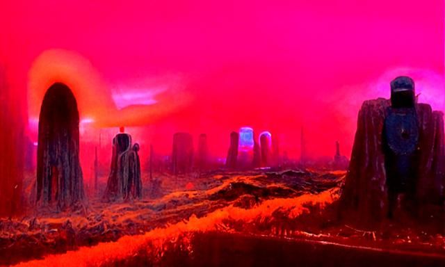 Beksiński-Inspired Dystopia in Synthwave Neon