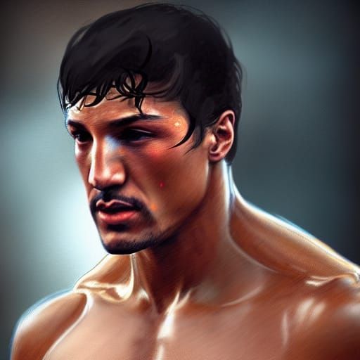 Hyperdetailed Portrait of Rocky Balboa in Splash Art Style