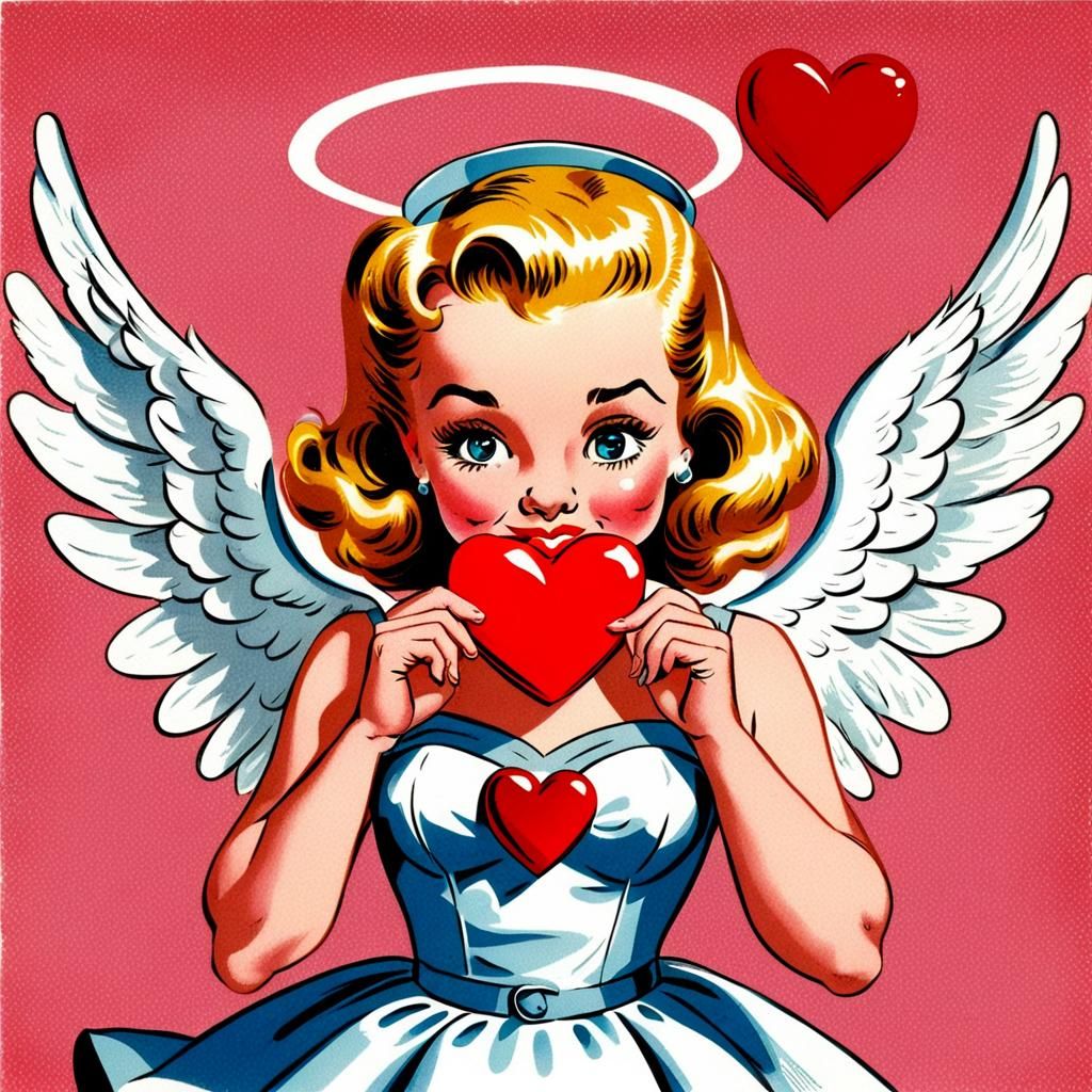 1950s Comic Angel for Valentine's Day