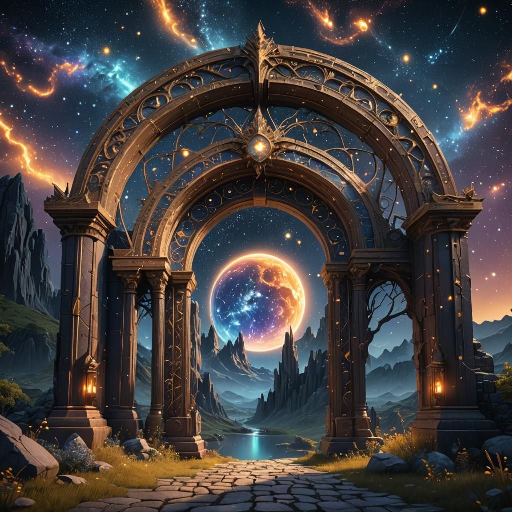 Magical Portal to Starry Night: Detailed Matte Painting