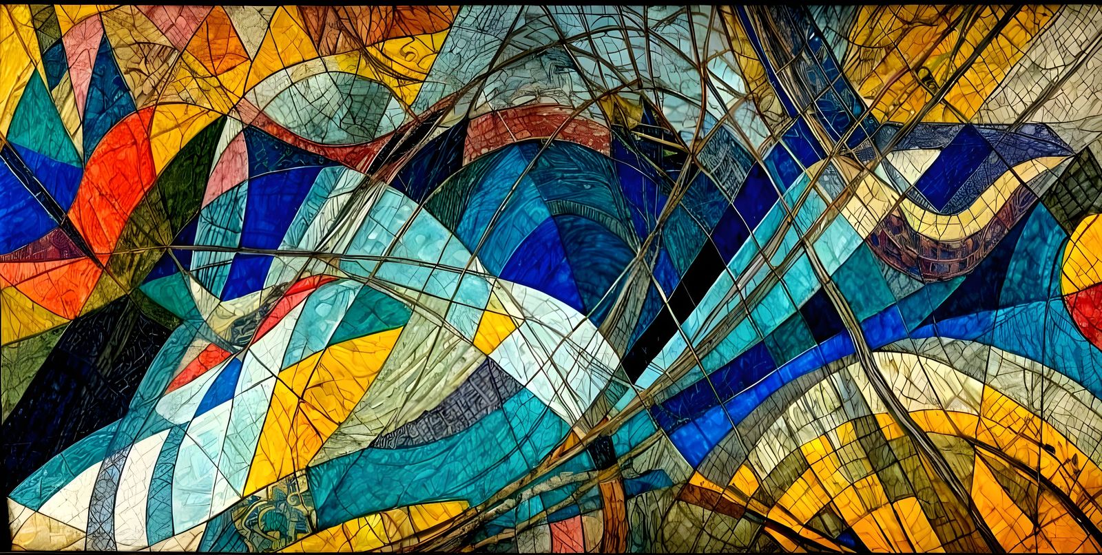 Rowboat Through Frame in Abstract Textile Landscape