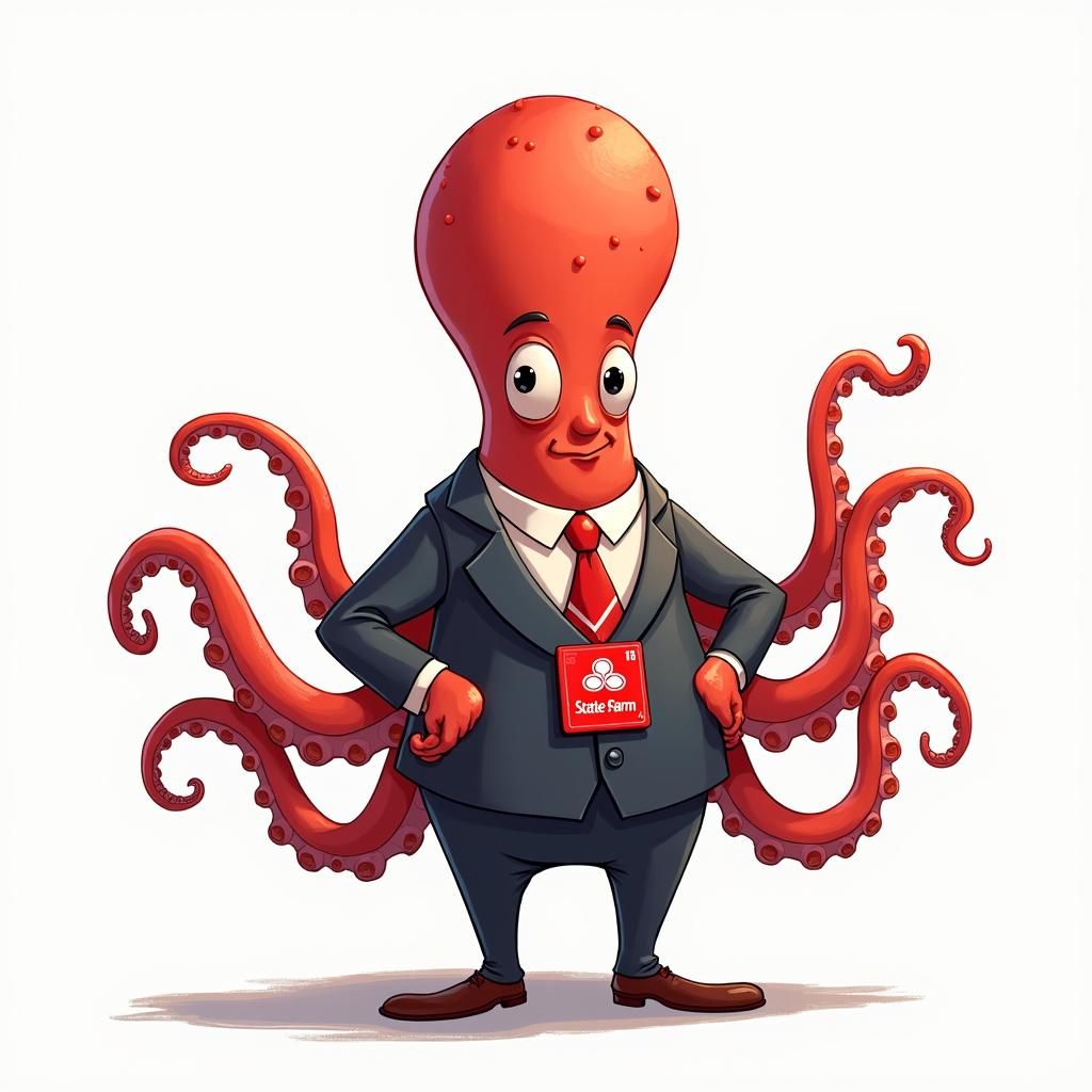 Friendly Octopus Insurance Agent Illustration