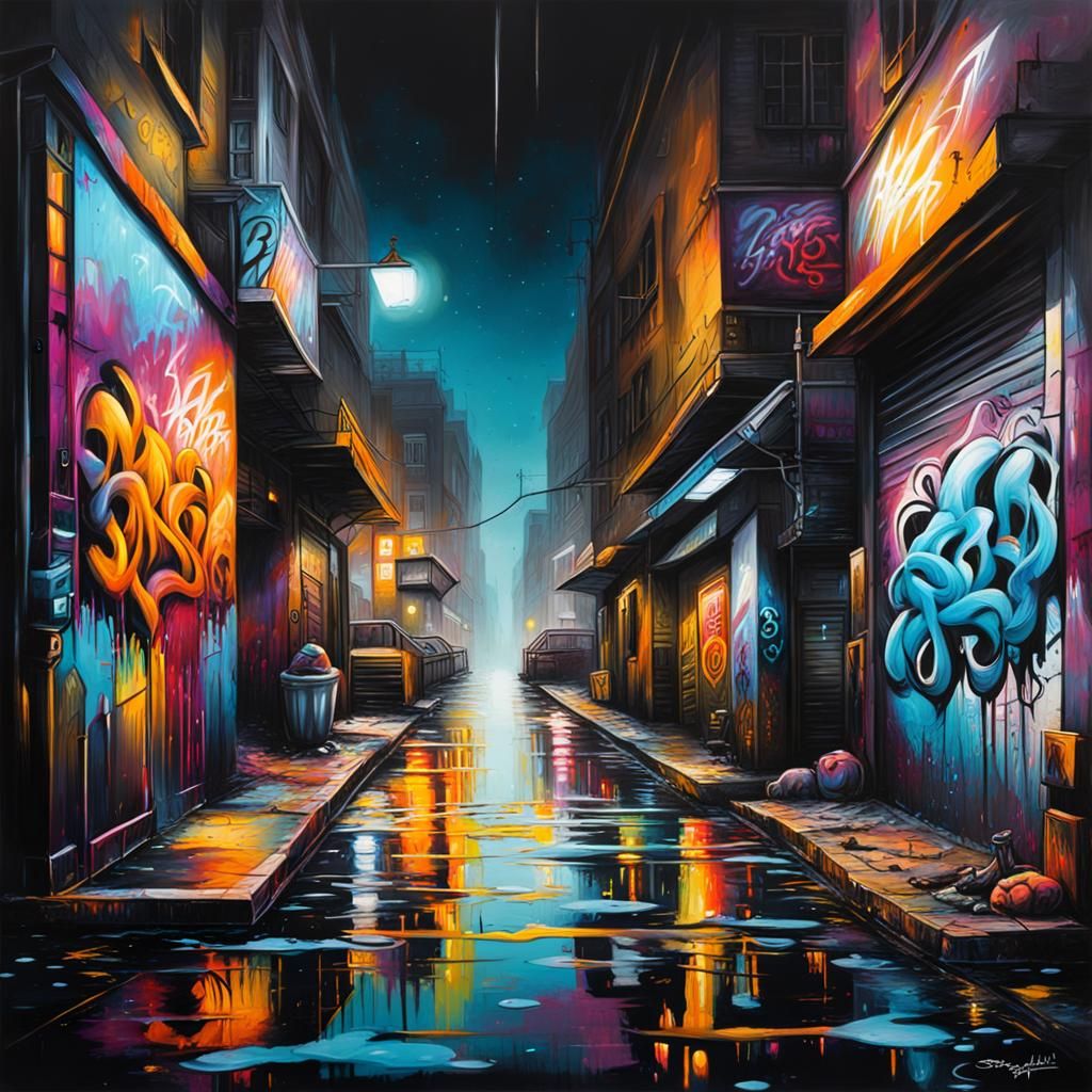 Colorful Graffiti Art: Strangers in the Night