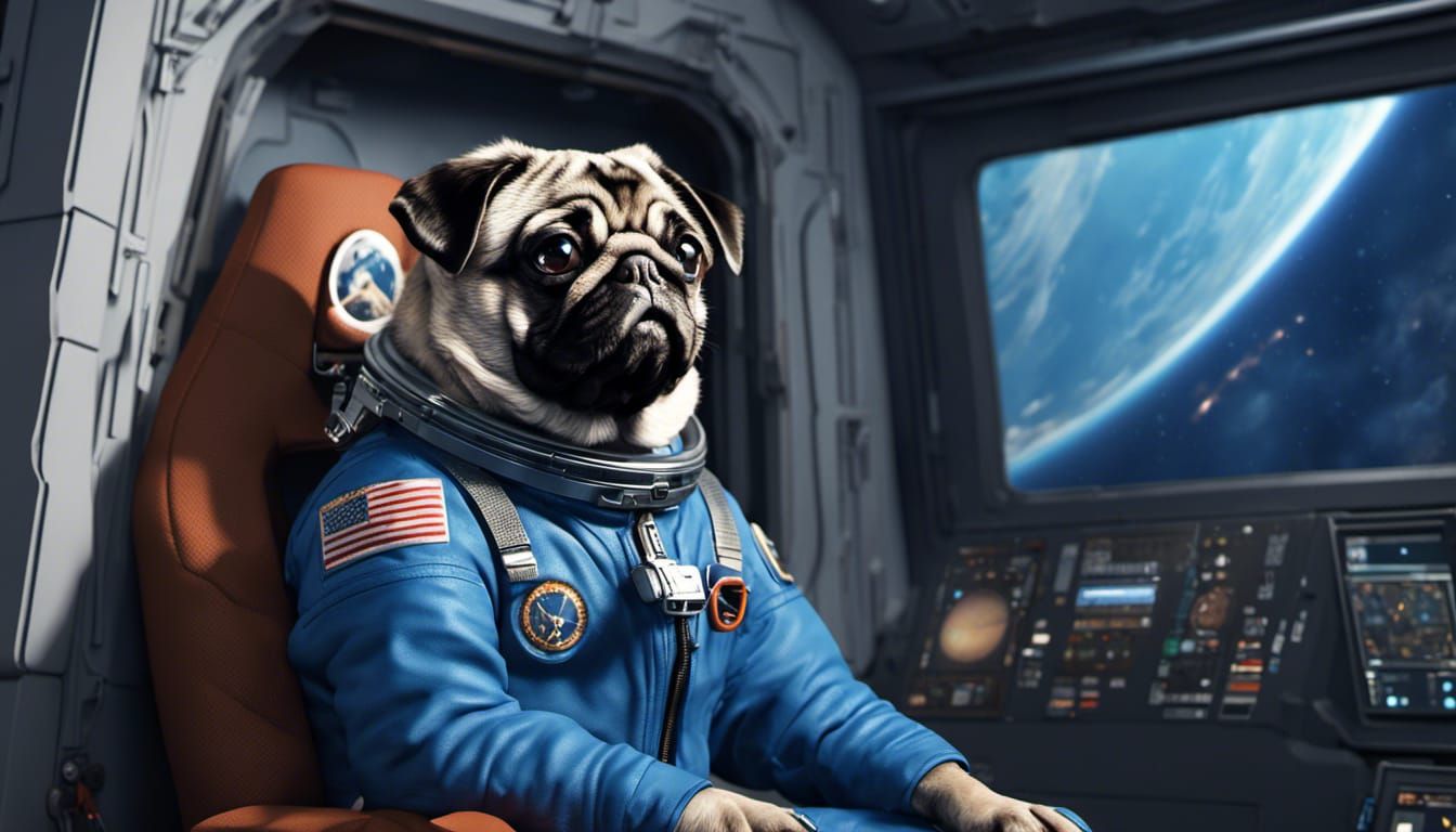 Pug in Space Shuttle Crew Cabin