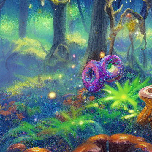Enchanted Donut in a Whimsical Forest