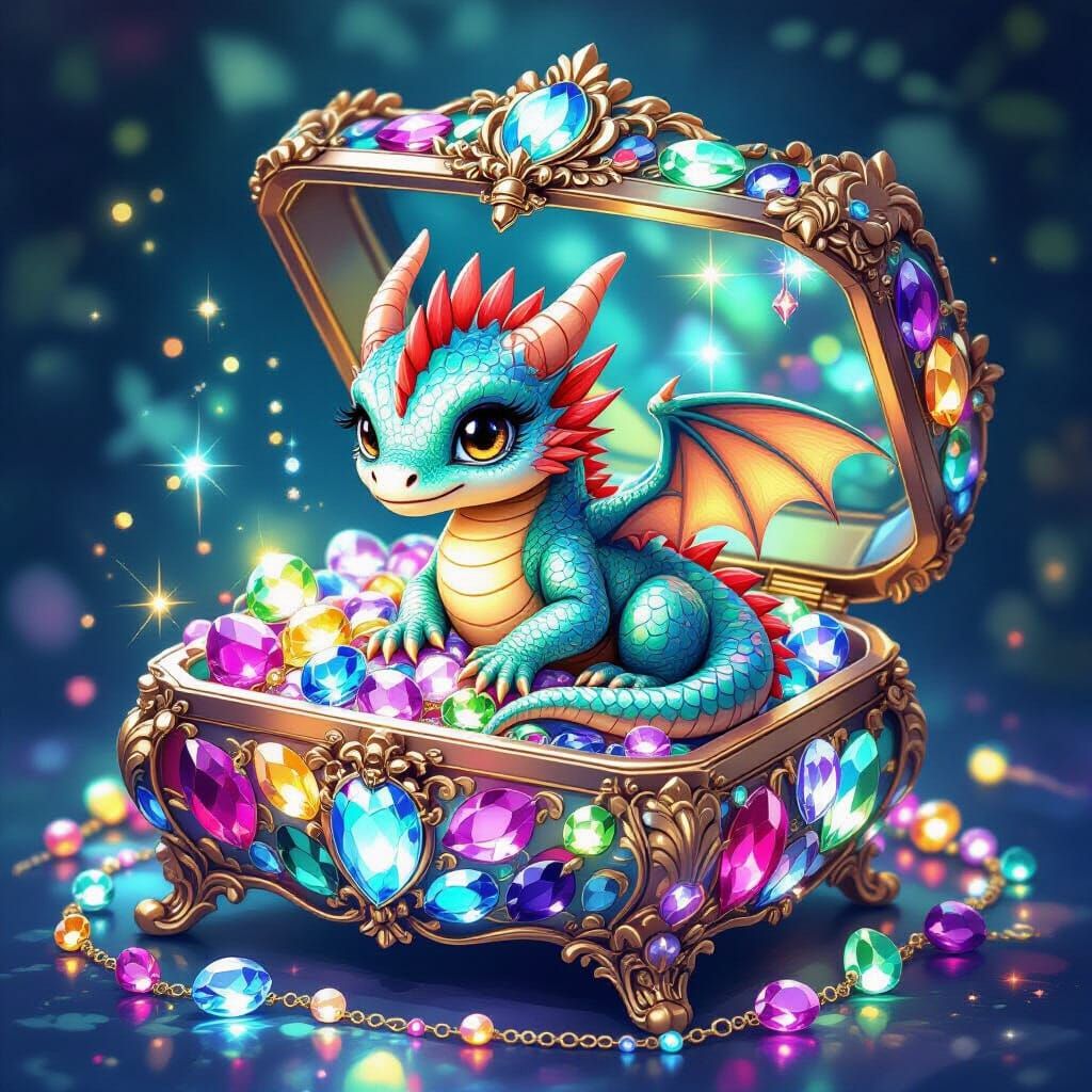 Baby Dragon in Luminous Jewelry Box